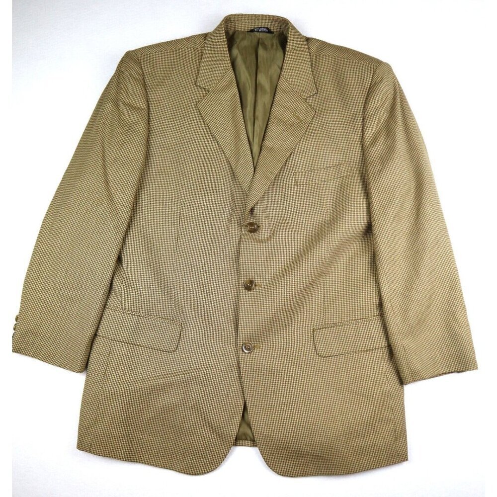 MEN'S BEIGE PLAID BLAZER JACKET - BOLZANO UOMO COLLEZIONE - SIZE 42R